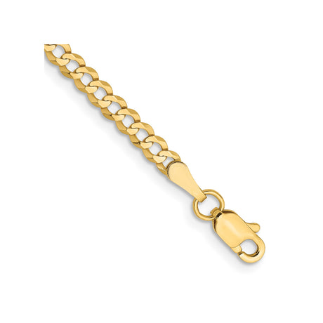 14K Yellow Gold 3.1 mm Polished Chain Anklet, Solid