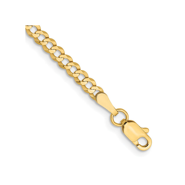 14K Yellow Gold 3.1 mm Polished Chain Anklet, Solid