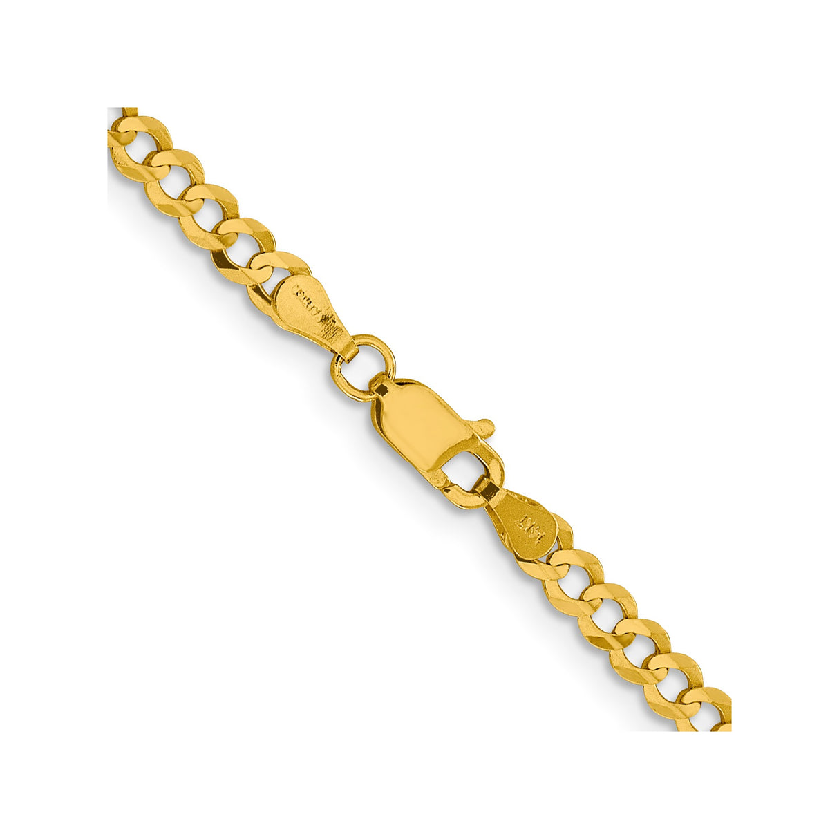 14K Yellow Gold 3.7 mm Polished Chain Necklace, Solid alternate angle