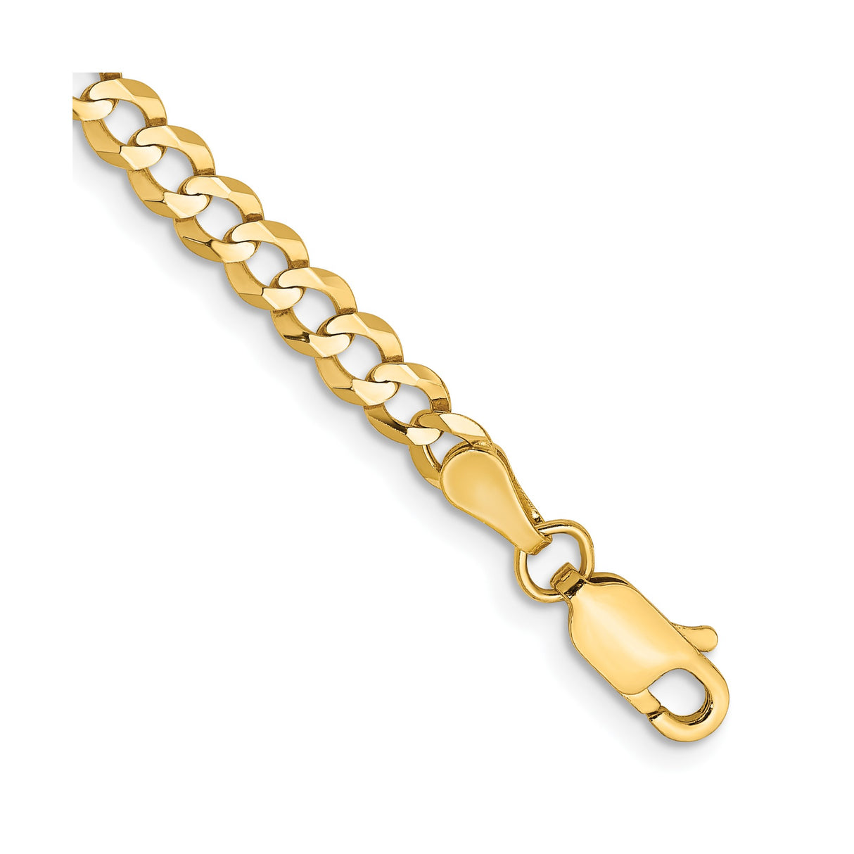14K Yellow Gold 3.7 mm Polished Chain Anklet, Solid