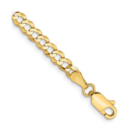 14K Yellow Gold 3.7 mm Polished Chain Bracelet, Solid
