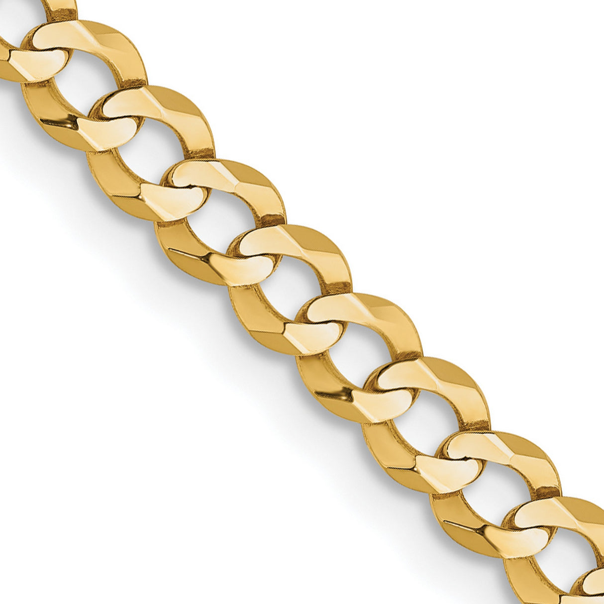 14K Yellow Gold 3.7 mm Polished Chain Necklace, Solid detail view