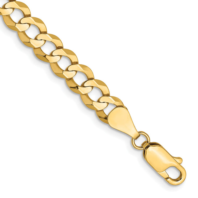 14K Yellow Gold 5.9 mm Polished Chain Anklet, Solid