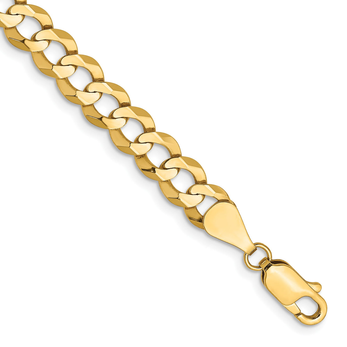 14K Yellow Gold 7.2 mm Polished Chain Anklet, Solid