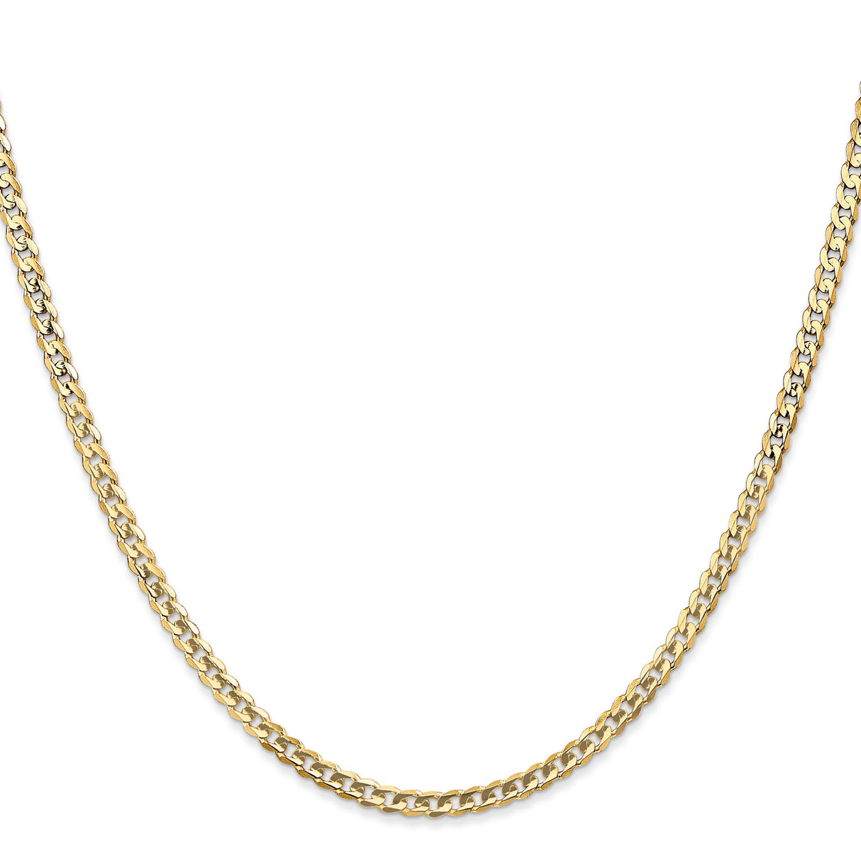 14K Yellow Gold 3 mm Curb Chain Necklace, Polished