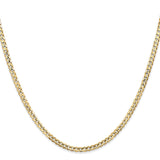 14K Yellow Gold 3 mm Curb Chain Necklace, Polished