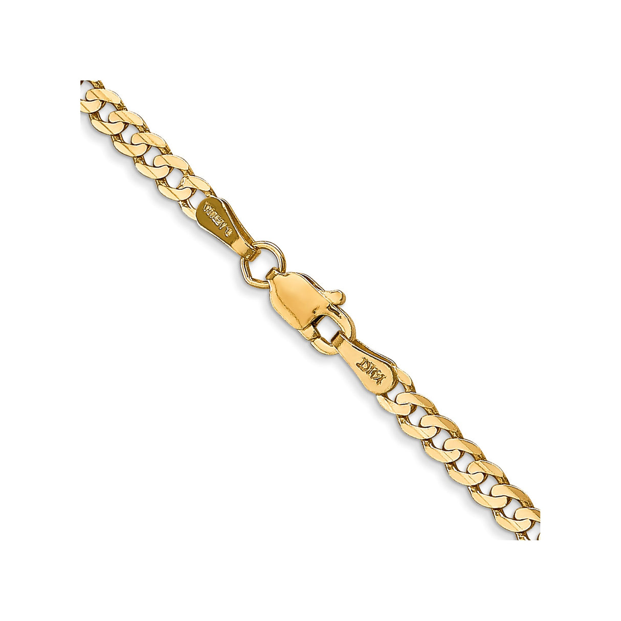 14K Yellow Gold 3 mm Curb Chain Necklace, Polished alternate angle