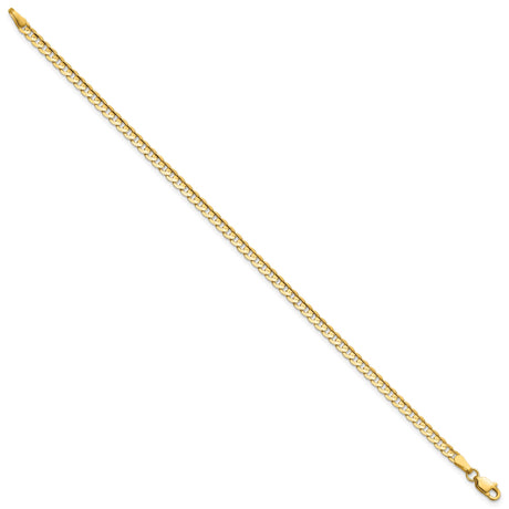 14K Yellow Gold 3 mm Curb Chain Anklet, Polished