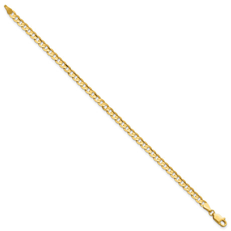 14K Yellow Gold 3.8 mm Curb Chain Anklet, Polished