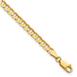 14K Yellow Gold 3.8 mm Curb Chain Anklet, Polished detail view