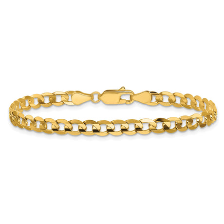 14K Yellow Gold 4.5 mm Curb Chain Anklet, Polished alternate angle