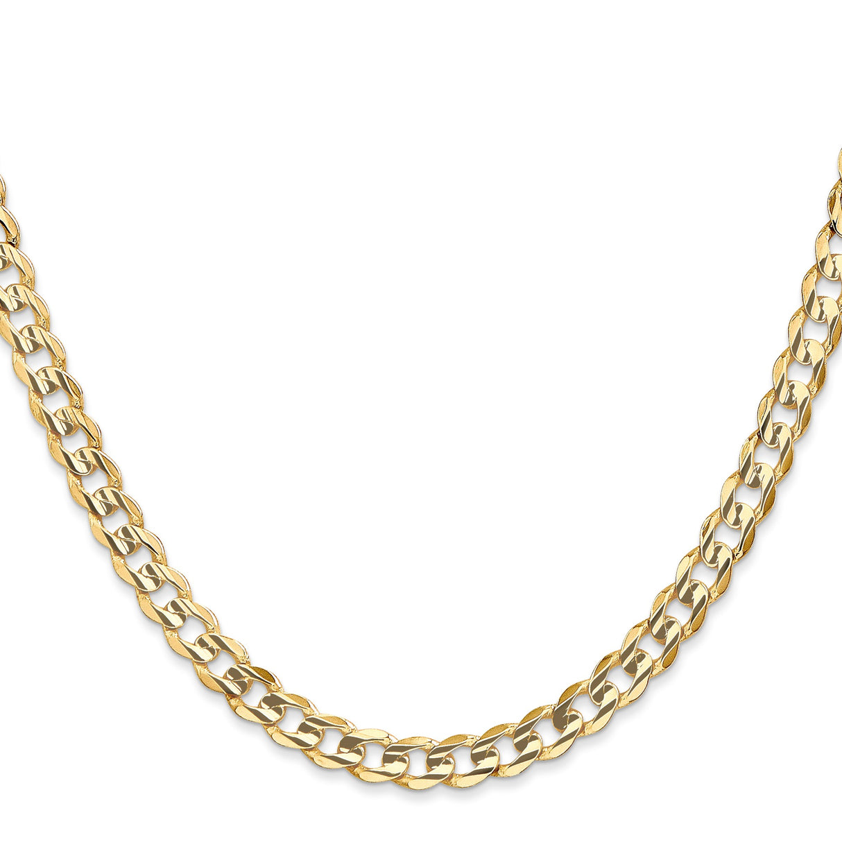 14K Yellow Gold 5.25 mm Curb Chain Necklace, Polished