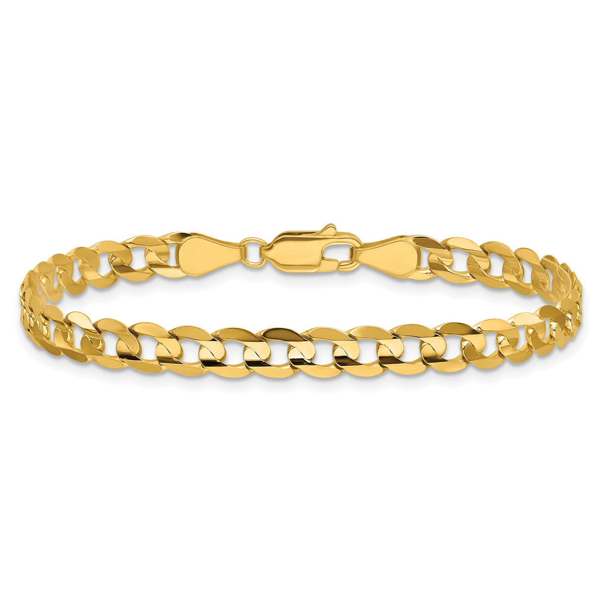 14K Yellow Gold 5.25 mm Curb Chain Bracelet, Polished alternate angle