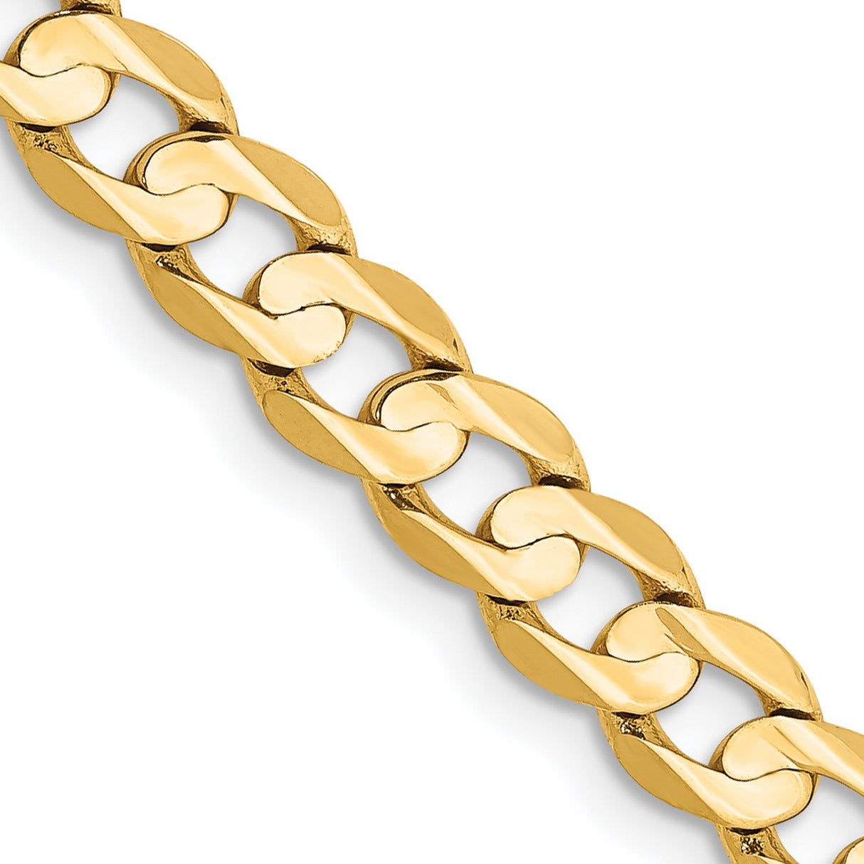 14K Yellow Gold 5.25 mm Curb Chain Necklace, Polished detail view
