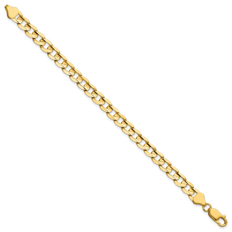14K Yellow Gold 6.75 mm Curb Chain Bracelet, Polished