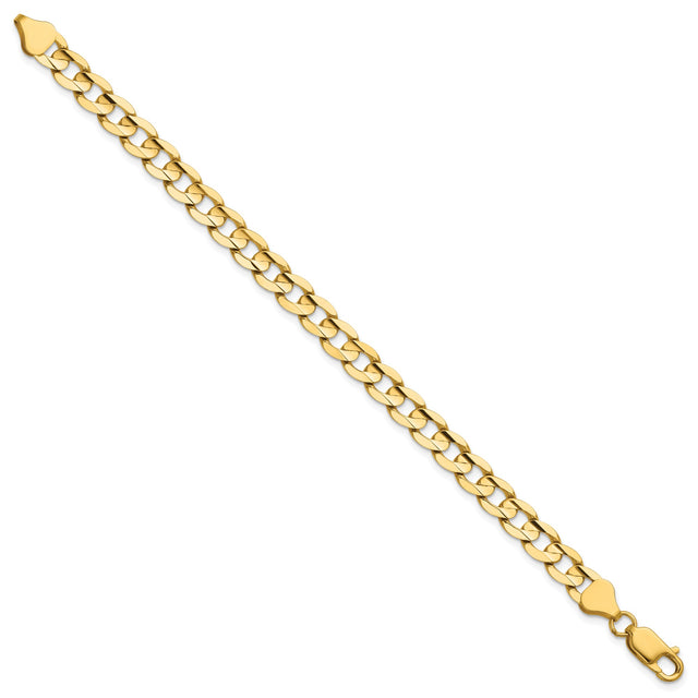 14K Yellow Gold 6.75 mm Curb Chain Bracelet, Polished