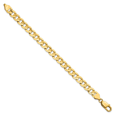14K Yellow Gold 7.5 mm Curb Chain Anklet, Polished
