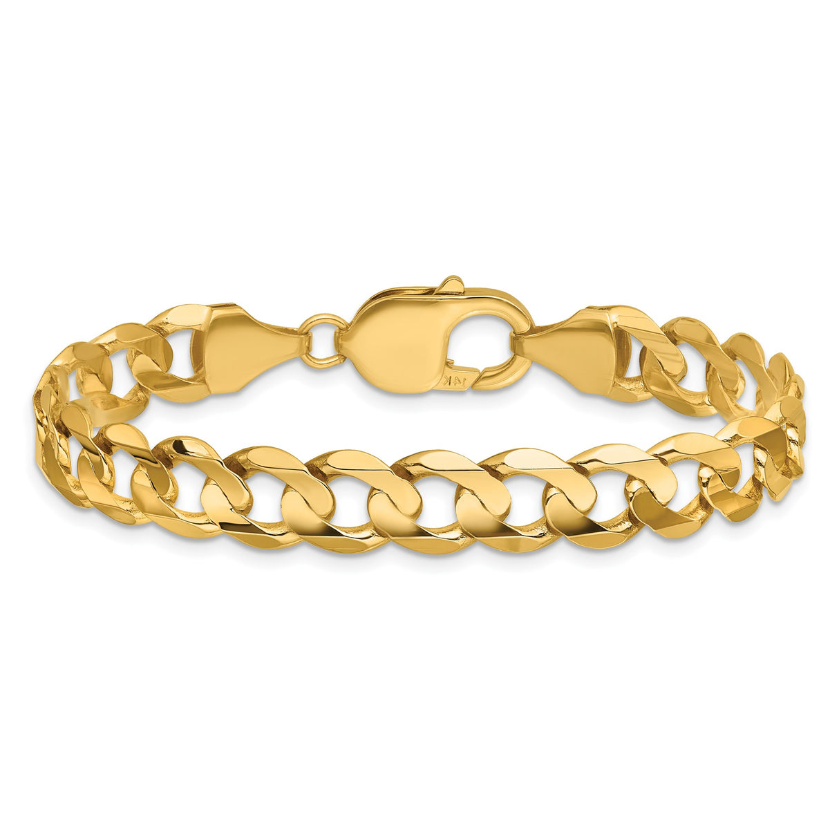 14K Yellow Gold 8.5 mm Curb Chain Bracelet, Polished alternate angle