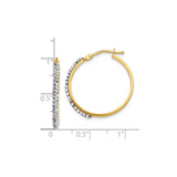 14k Yellow Gold Hoop Earrings with Round White Crystals, Lightweight Sparkling Design