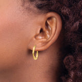 14k Yellow Gold Twisted Hoop Earrings, Polished Curved Design, Italian Made Lightweight Hoops