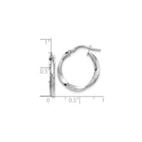 14k White Gold Twisted Hoop Earrings with Wave Design and Polished Finish, Lightweight Italian Style