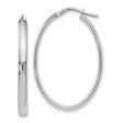 14k White Gold Oval Hoop Earrings, Sleek Polished Minimalist Design for Women