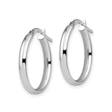 14k White Gold Oval Hoop Earrings with Polished Finish and Latch Back Closure