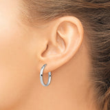 14k White Gold Oval Hoop Earrings with Polished Finish and Latch Back Closure