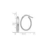 14k White Gold Oval Hoop Earrings with Polished Finish and Latch Back Closure