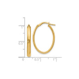 14k Yellow Gold Hoop Earrings with Polished Finish and Hinged Closure, Medium Size