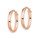 14k Rose Gold Oval Hoop Earrings, Polished Finish, Lightweight Modern Design, Hinged Closure