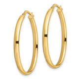 14k Yellow Gold Hoop Earrings, Medium Oval with Polished Finish and Latch Back Closure
