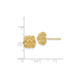 14k Yellow Gold Stud Earrings with Woven Filigree Knot Design, Abstract Floral Pattern