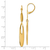 14k Yellow Gold Dangle Earrings, Elongated Oval Drop Design, Polished Minimalist Style for Women