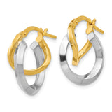 14k Two Tone Gold Hoop Earrings with Interlocking Twisted Double Loop Design