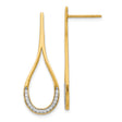 14k Yellow Gold Drop Earrings with Cubic Zirconia, Teardrop Two-Tone Dangle Design for Women