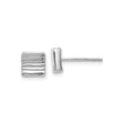 14k White Gold Square Stud Earrings with Wavy Texture, Minimalist Geometric Design
