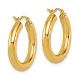 14k Yellow Gold Hoop Earrings, Thick Rounded Style with Polished Finish for Women