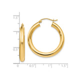 14k Yellow Gold Hoop Earrings, Classic Round Tubular Design with Polished Finish