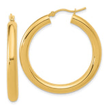 14k Yellow Gold Hoop Earrings, Classic Polished Round Design, Lightweight Minimalist Style