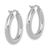 14k White Gold Hoop Earrings, Medium Round Polished Design with High Shine Finish for Women
