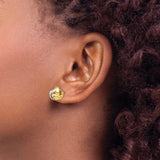 14k Two Tone Gold Love Knot Stud Earrings, Intertwined Yellow and White Gold Design