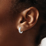 14k White Gold Hoop Earrings with Brushed and Polished Leaf Cut Design
