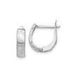 14k White Gold Hoop Earrings with Brushed and Polished Leaf Cut Design