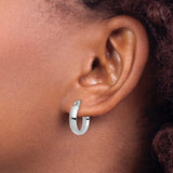 14k Two Tone Gold Hoop Earrings, Yellow and Rhodium Polished, Classic Lightweight Design