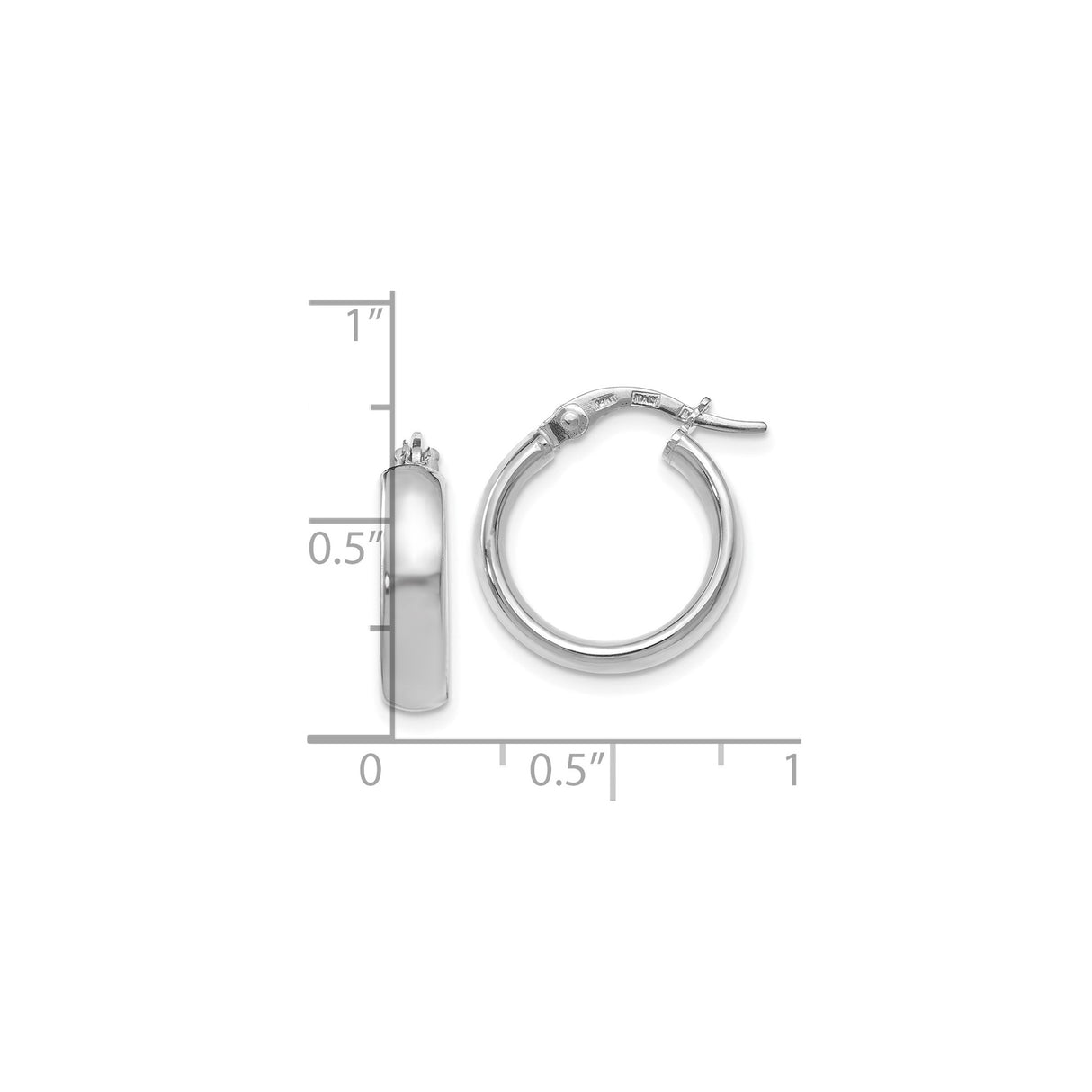 14k Two Tone Gold Hoop Earrings, Yellow and Rhodium Polished, Classic Lightweight Design