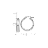 14k Yellow Gold Tube Hoop Earrings with Rhodium Finish, Hinged Closure, Polished Minimalist Design