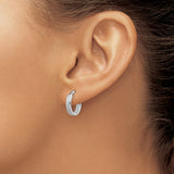 14k Yellow Gold Hoop Earrings, Two-Tone Polished Italian Style with Hinged Snap Closure