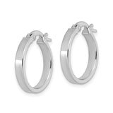 14k White Gold Hoop Earrings, Italian Crafted Minimalist Design with Snap-Back Closure