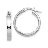 14k White Gold Hoop Earrings, Italian Crafted Minimalist Design with Snap-Back Closure